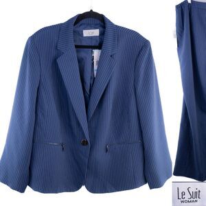 Le Suit Women's 2-Piece Jacket & Pants Set Royal Navy Size 20W NWT